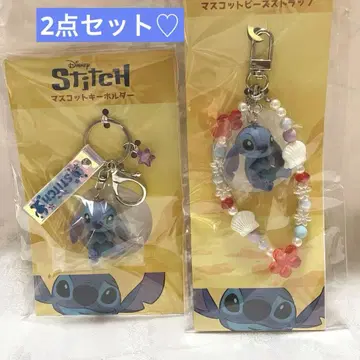 릴로 & 스티치 실사 영화 마스코트 비즈 스트랩 키링 세트