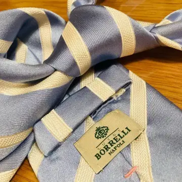 BORRELLI 보렐리 넥타이 블루 스카이블루 레지멘탈 깃 끝 폭 8.5