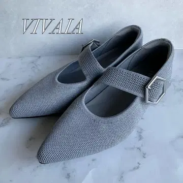 VIVAIA 스틸레토 멜리 제인 플랫 실버 펌프스