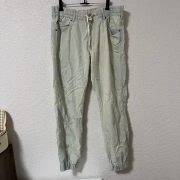 CRYSTAL LINEN 라이트 그린 캐주얼 팬츠