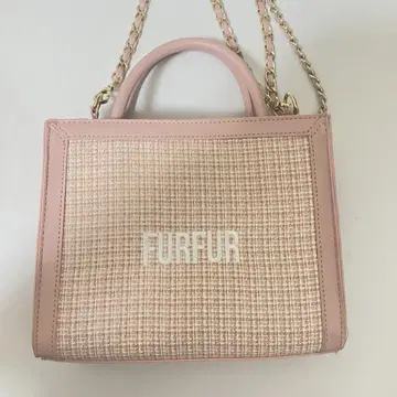 FURFUR 트위드 로고 토트백 핑크 체인 포함 2way