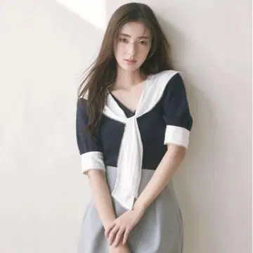 Sustainable 스카프 블라우스 도킹 풀오버 NVY 네이비