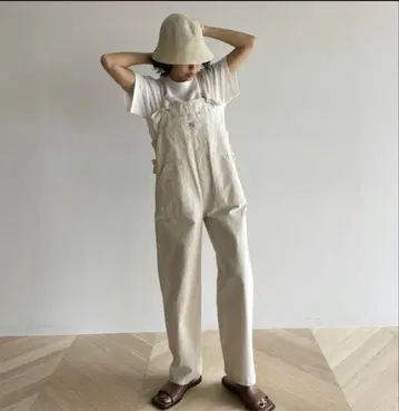 시루무린 코튼 퀼팅 포켓 오버롤 화이트 M