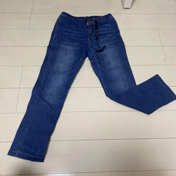 데님 블루 슬림 핏 팬츠 허리 조절 가능