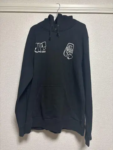 HUF 블랙 후드티 로고 자수 캐릭터