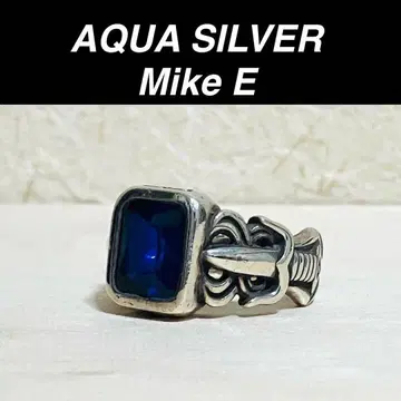 아쿠아 실버 Mike E 반지 블루 스톤 대거 모티브 실버