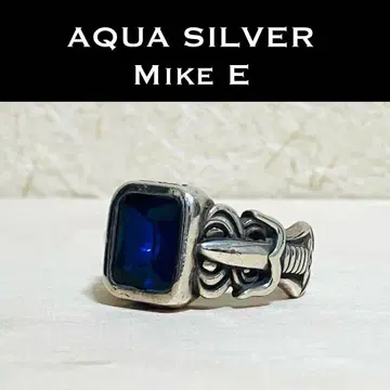 아쿠아 실버 Mike E 반지 블루 스톤 대거 모티브 실버