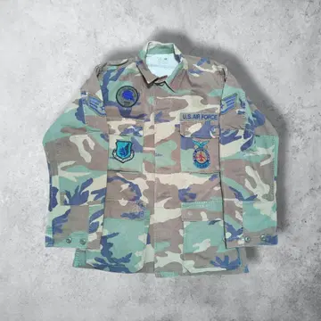 USAF 실물 미국 공군 BDU 카모 자켓 자수 패치 S 밀리터리