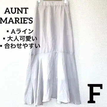 AUNT MARIE'S 쉬폰 플레어 롱 스커트 베이지 A 라인 F