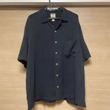 TommyBahama 타미힐피거 실크 오픈 카라 블랙 알로하 M