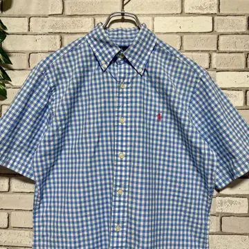 RALPH LAUREN 깅엄 체크 반팔 BD 셔츠 S 사이즈