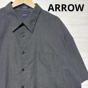 ARROW 애로우 반팔 체크 셔츠 레귤러 카라 그레이 XL