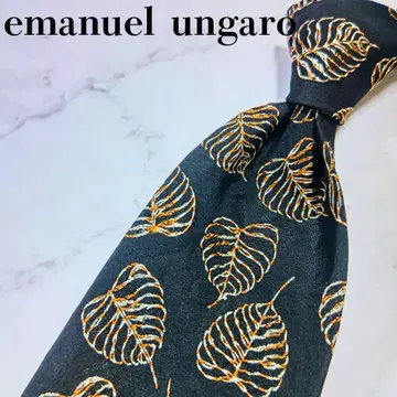 emanuelungaro 에마누엘 웅가로 잎 넥타이 실크 새상품급 블랙
