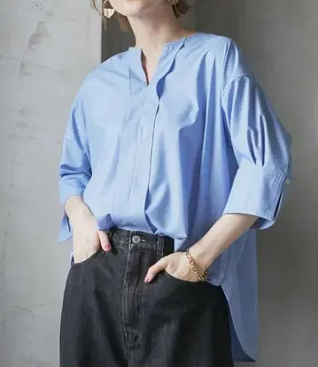 새상품 DOUX ARCHIVES 두 아카이브 스키퍼 블라우스 블루