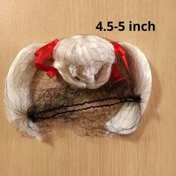 4.5~5인치 인형 가발 트윈 테일 화이트 리본 포함