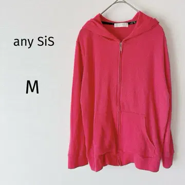 애니시스 집업 후드티 긴팔 후드 부착 포인트 컬러 핑크 M