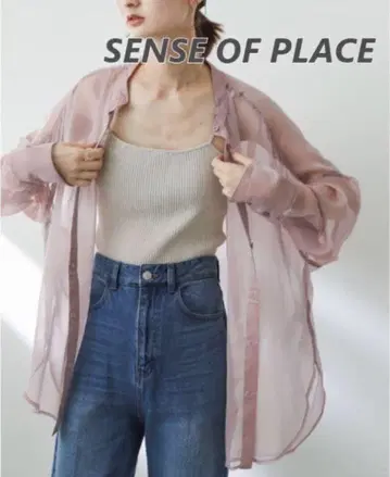 새상품 SENSE OF PLACE 시어 샴브레이 루즈 셔츠