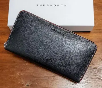 THE SHOP TK 새상품 남성용 가죽 지갑(레드/블랙 롱)