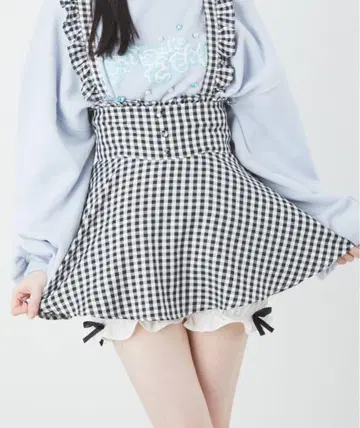 AnkRouge 깅엄 벌룬 치마바지 스커트 잔스카 블랙
