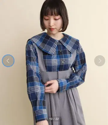 i am i in fact check big BLOUSE 체크 블라우스