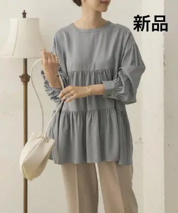 새상품 어반 리서치 DOORS 티어드 튜닉 블라우스 스카이블루