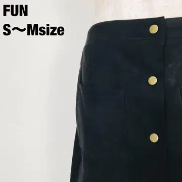 FUN 팬 미니 길이 플레어 스커트 스웨이드풍 블랙 D6