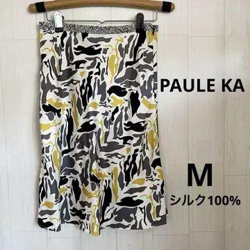 PAULE KA 폴카 실크 100% 택 포함 플레어 스커트 미디 기장