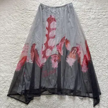 토쿠코 프리미어 에보 플레어 튤 레이어드 스커트 프린트