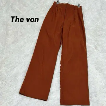 Zevon 오렌지 와이드 팬츠 2턱 허리밴딩 프리