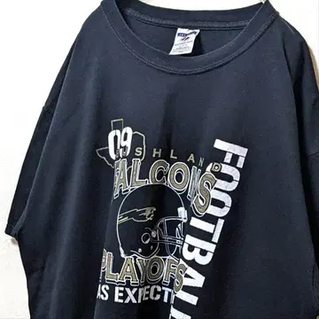 저지 부시 랜드 팔콘 로고 티셔츠 블랙 검정 XL 구제 의류