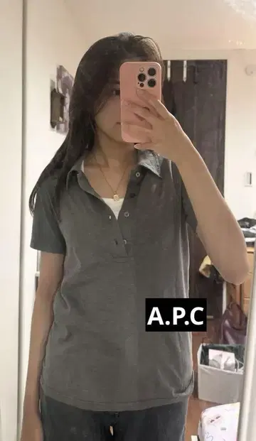 아페쎄 그레이 반팔 피케 셔츠 M 캐주얼
