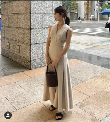 로렌 플리츠 롱 원피스