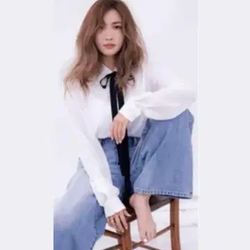 마이 어패럴 실크 100% 화이트 리본 셔츠 M 사이즈 사에코