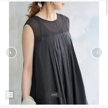Spick and Span 시어 요크 절개 원피스 블랙 38