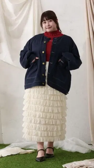 Louiosy 티어드 프릴 내로우 스커트 3L