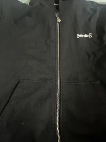 SupplierR 블랙 지퍼 후드티