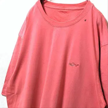 그렉 노먼 로고 자수 티셔츠 핑크 복숭아색 구제 의류