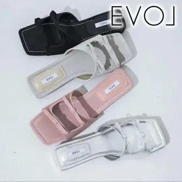 EVOL 리본 샌들 스퀘어 리본 플랫 샌들