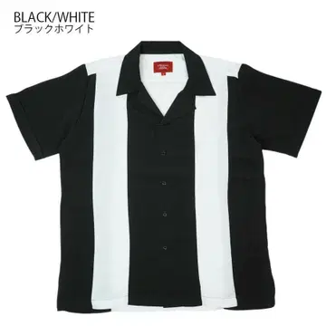 XL 새상품 블랙 화이트 볼링 셔츠 쿠바 셔츠 낚싯대 멕시코 오픈 카라