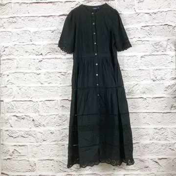 r51 GAP 셔츠 원피스 반팔 레이스 디테일 블랙