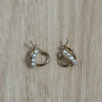 agete 아가트 K10 펄 후프 귀걸이
