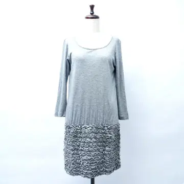 이란이란 밑단 프릴 도킹 원피스 미니 안감 있음 그레이 *GC895