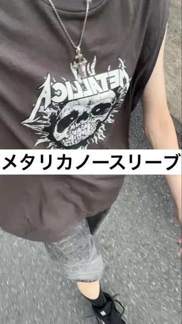 METALLICA 스컬 프린트 슬리브리스 해골 블랙