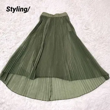 미사용 새상품 styling/ 스커트 플리츠 시어 롱 그린 S