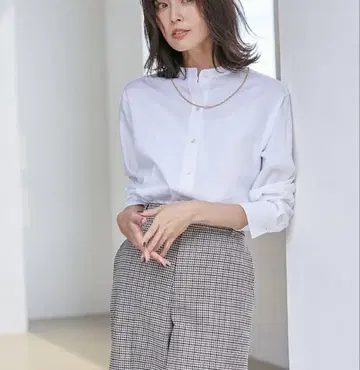 23구 CANCLINI 밴드 카라 셔츠 34 화이트 미사용