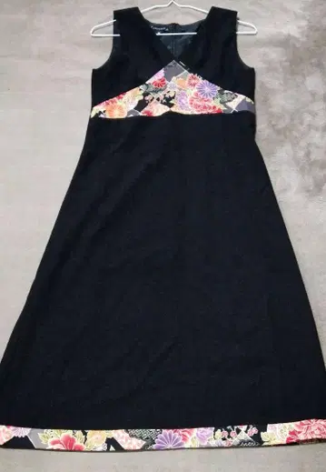CHINARU 일본풍 패턴 기모노풍 롱 원피스 M