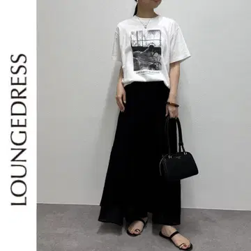 새상품 Loungedress 양류 티어드 스커트 라운지 드레스 블랙