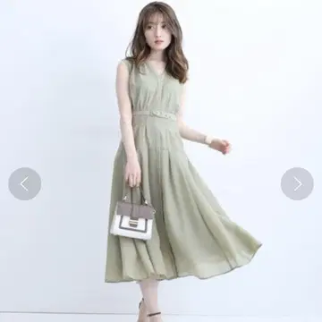 아푸와이저 리셰 세탁 가능한 시어 셔츠 플레어 원피스 그린 사이즈 0