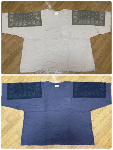 2장 세트 슬라브 천축 반다나 슬리브 TEE 베이지&차콜