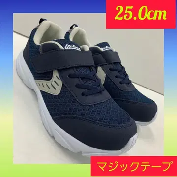 25.0cm 새상품 남성용 경량 벨크로 테이프 컬러 스니커즈 네이비